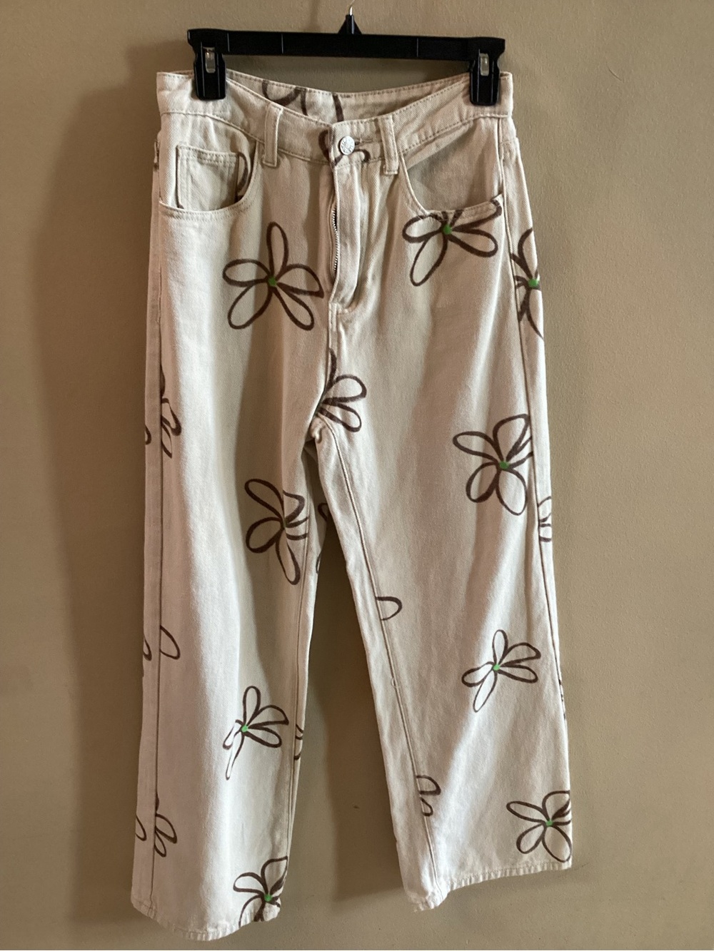 SHEIN Cream Floral jeans